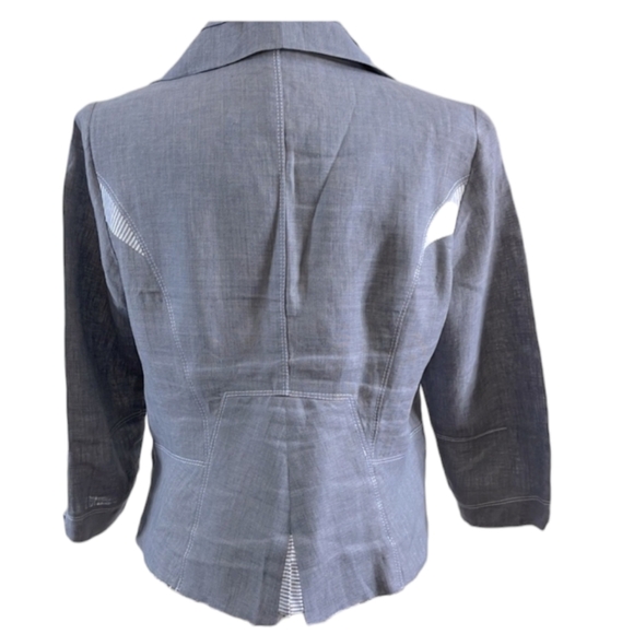 Vex Collection Women's French Linen Blazer in Blue Size Large - Picture 2 of 9